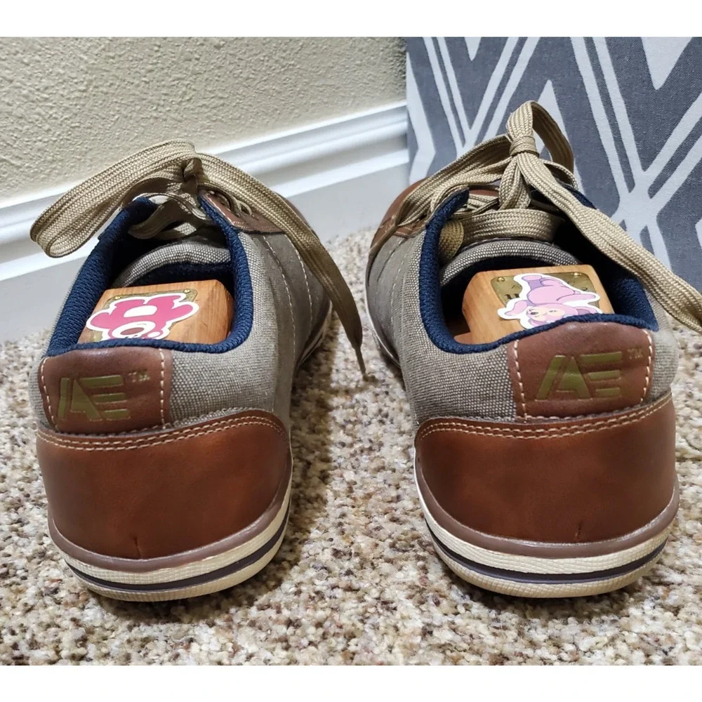 American Eagle AE Canvas Leather Lace Up Sneakers Men’s 11 Brown Casual Shoes
